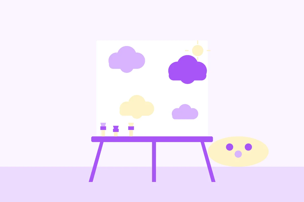 Tableau collectif sur le thème des nuages ☁️
